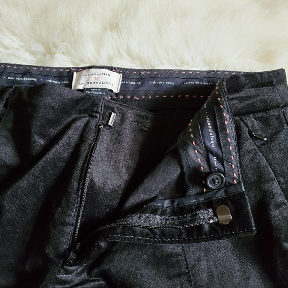 Anthropologie Essential Slim Black Velvet Pants 4 - Picture 10 of 16
